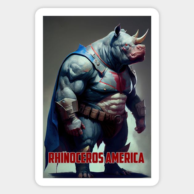 Rhinoceros America - Oil paint Magnet by ABART BY ALEXST 